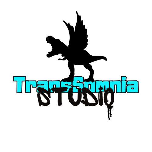 Trans Somnia Logo mit einem trex der Flügeln hat